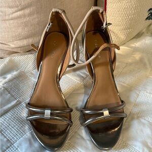 Calvin Klein Tan and Silver Strappy Heels